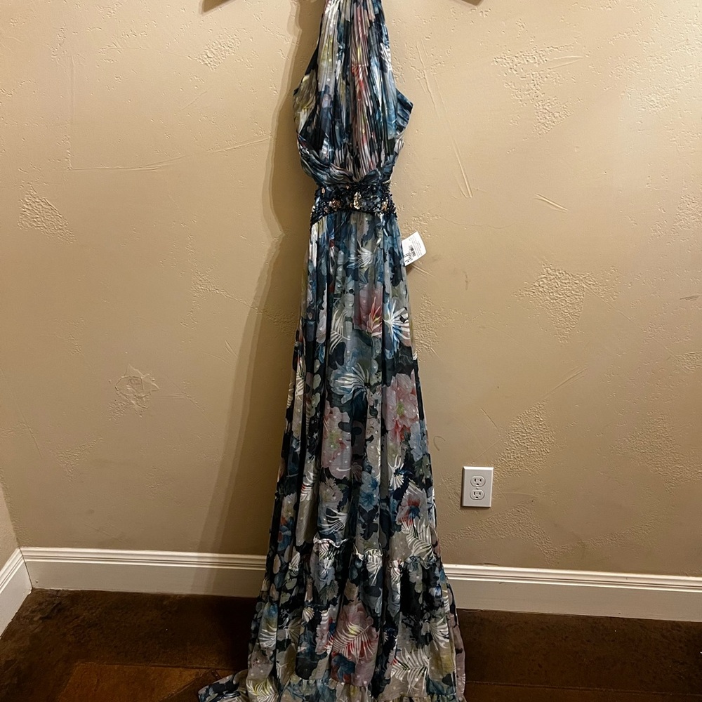 Mac Duggal Multicolor Floral Backless Dress